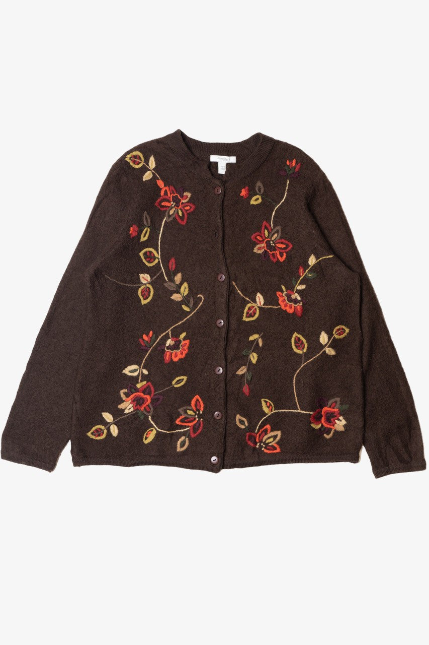 Vintage Floral Embroidered Dress Barn Sweater