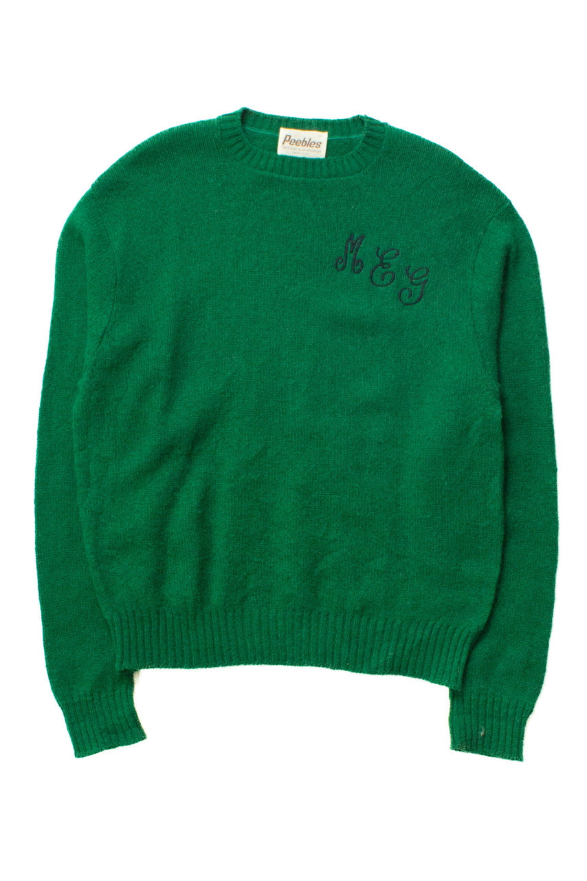 Vintage Green M E G Monogram Sweater (1980s)