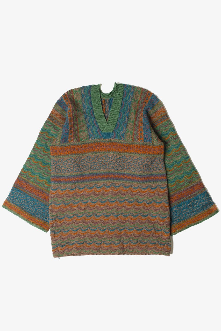 Bell Sleeve Nature Motif Knit Sweater