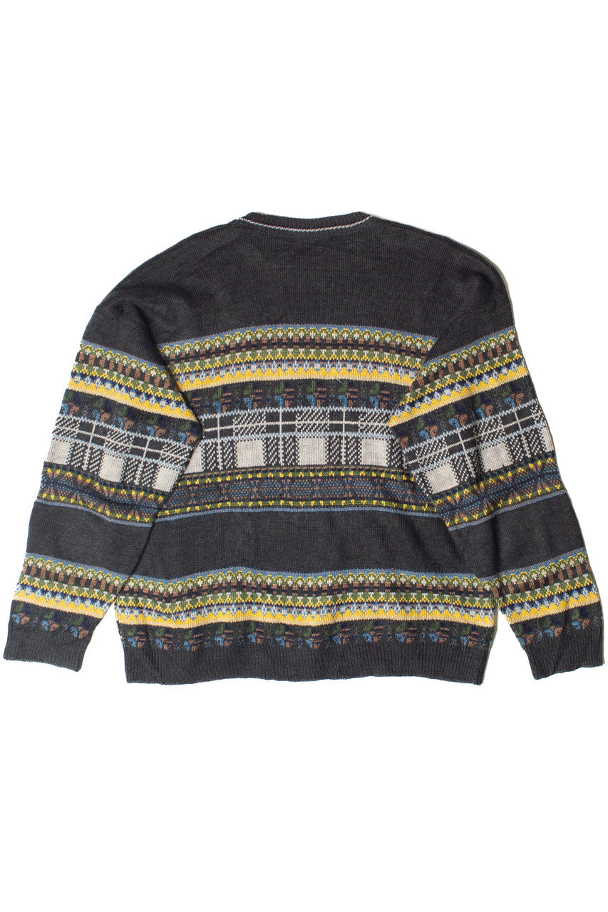 Dark Gray Multi Stripe Pattern Sweater