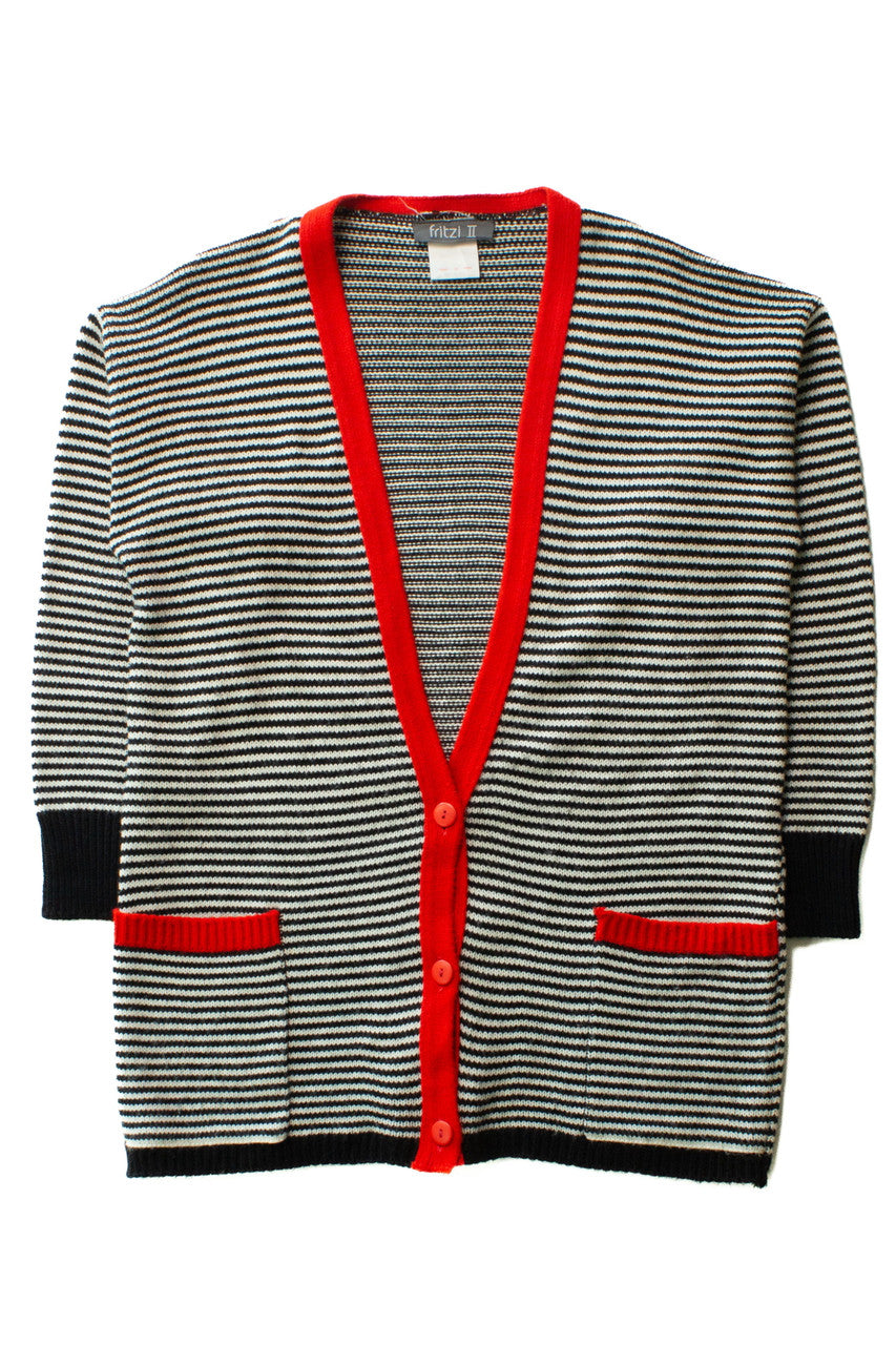 Vintage Black & White Stripe Cardigan Sweater (1980s)