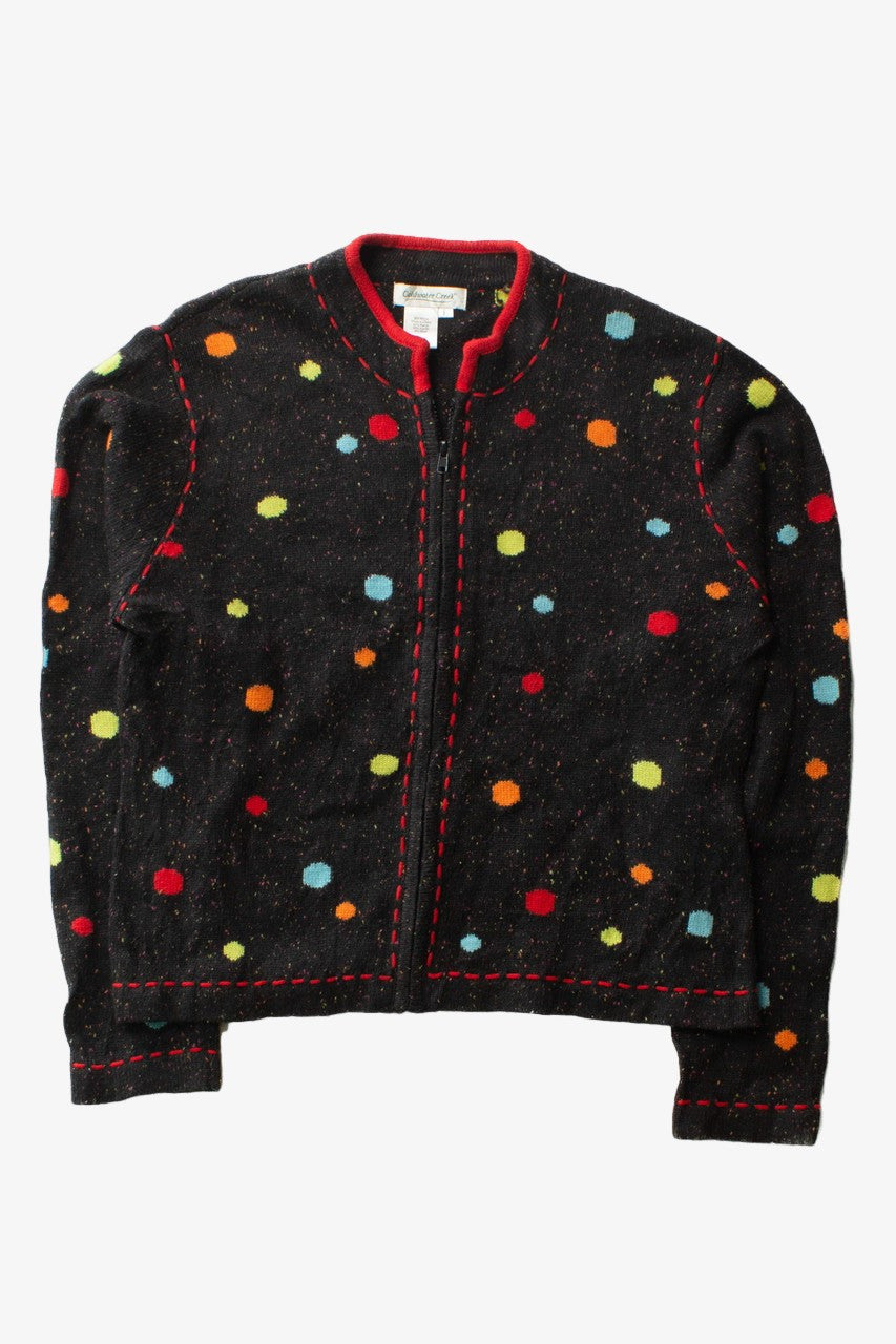 Vintage Multicolor Dots Zip Cardigan Sweater (1990s)