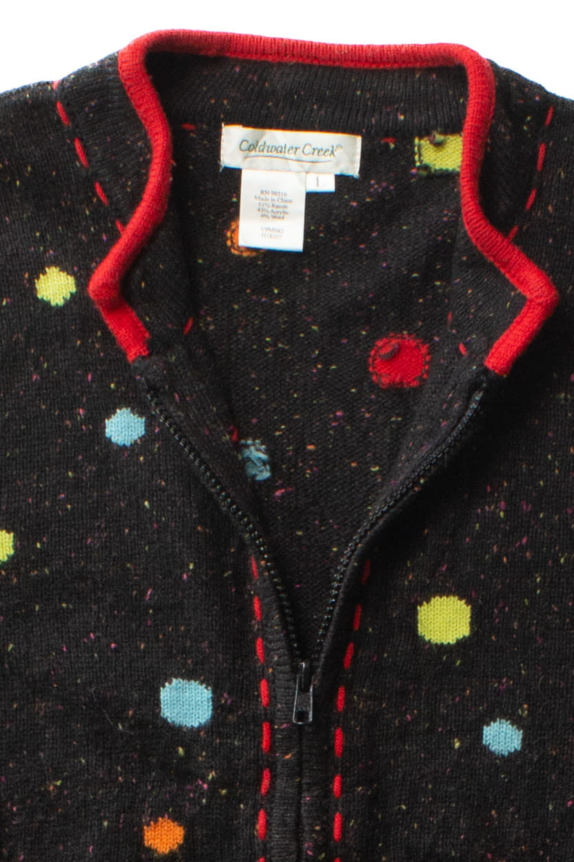 Vintage Multicolor Dots Zip Cardigan Sweater (1990s)