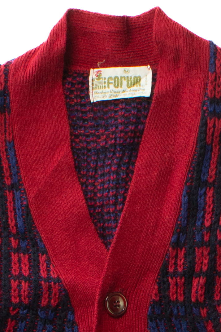 Vintage Forum Red Plaid Cardigan Sweater Robe (1970s)