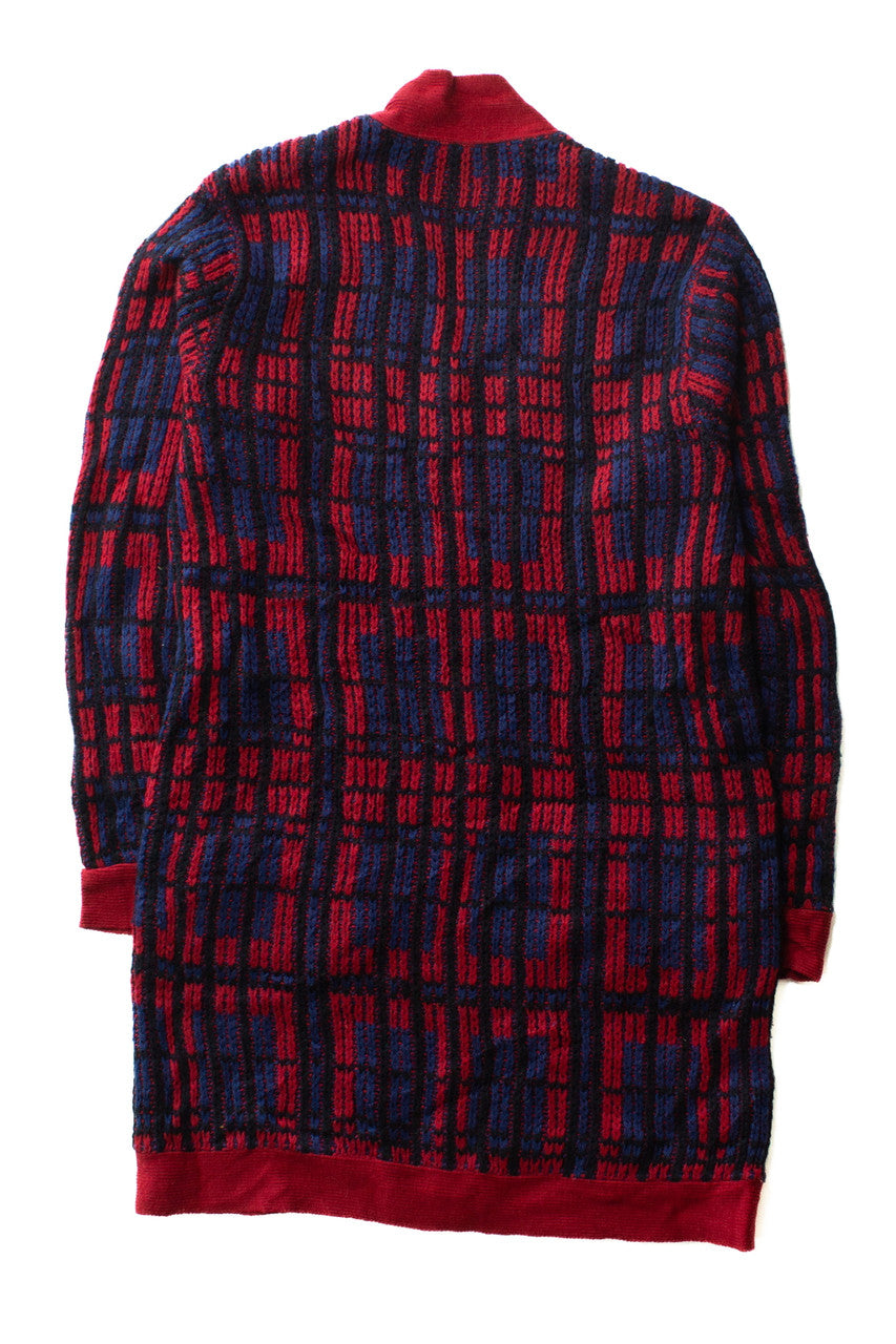 Vintage Forum Red Plaid Cardigan Sweater Robe (1970s)