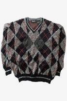 Vintage Impact Gray Argyle Sweater (1980s)