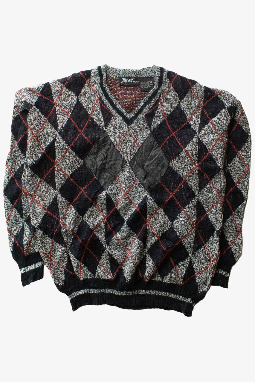 Vintage Impact Gray Argyle Sweater (1980s)