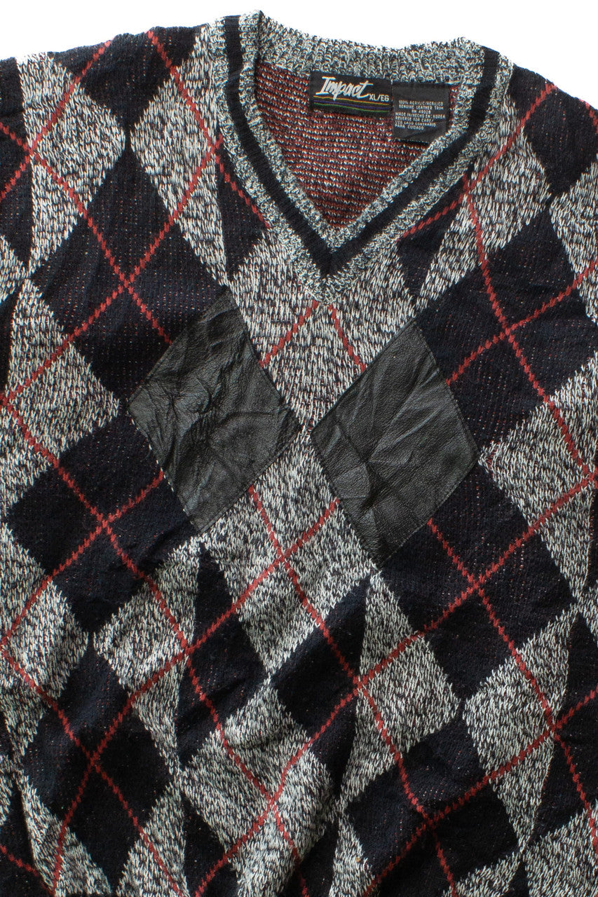 Vintage Impact Gray Argyle Sweater (1980s)