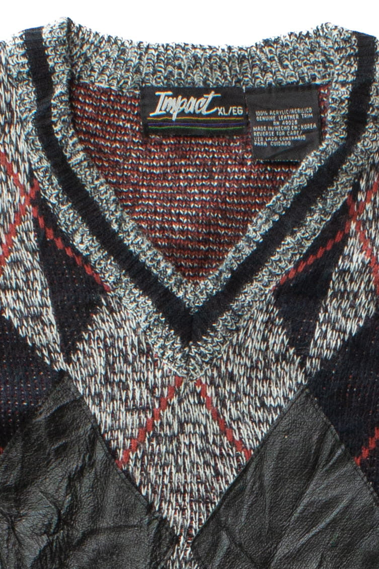 Vintage Impact Gray Argyle Sweater (1980s)