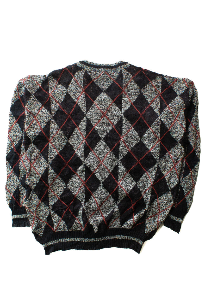 Vintage Impact Gray Argyle Sweater (1980s)