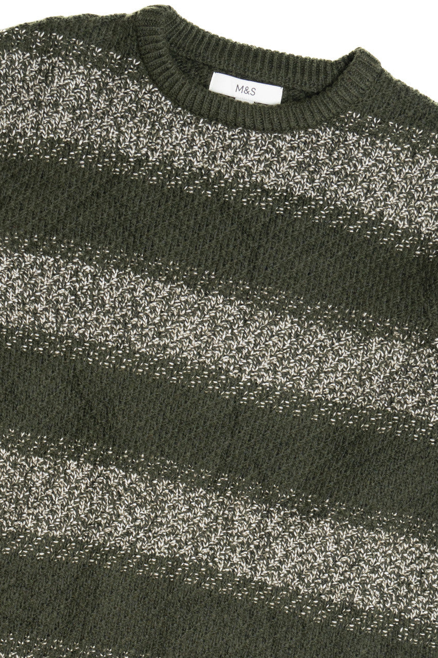 M&S Green Stripe Knit Sweater