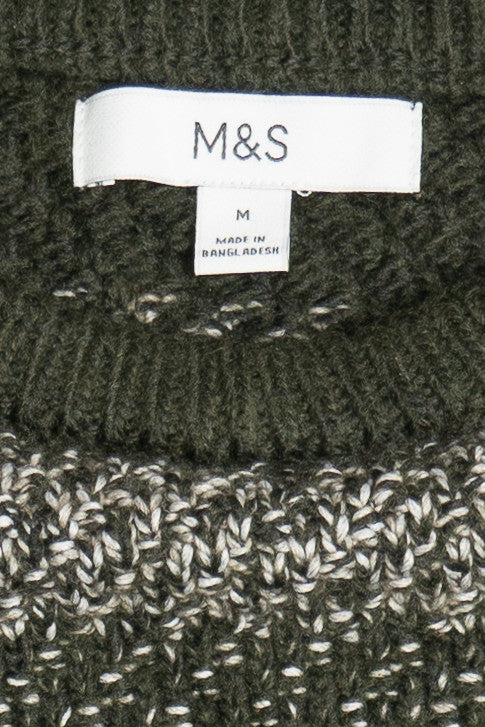 M&S Green Stripe Knit Sweater
