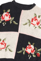 Vintage Checkered Roses Knit Sweater (1990s)