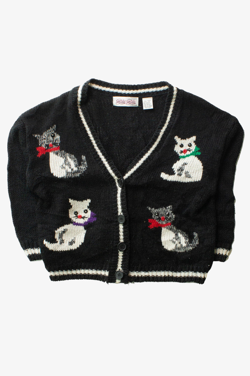 Vintage Side By Side Cat Cardigan (1990s)