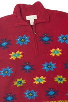 Floral Patterned Half Zip Sweater
