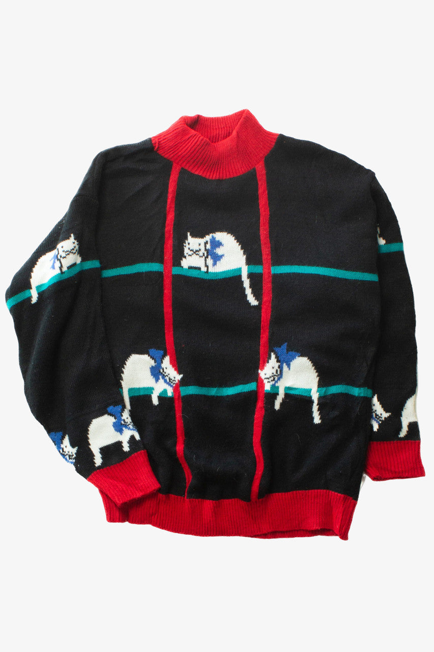 Vintage Cats Grid Sweater (1990s)