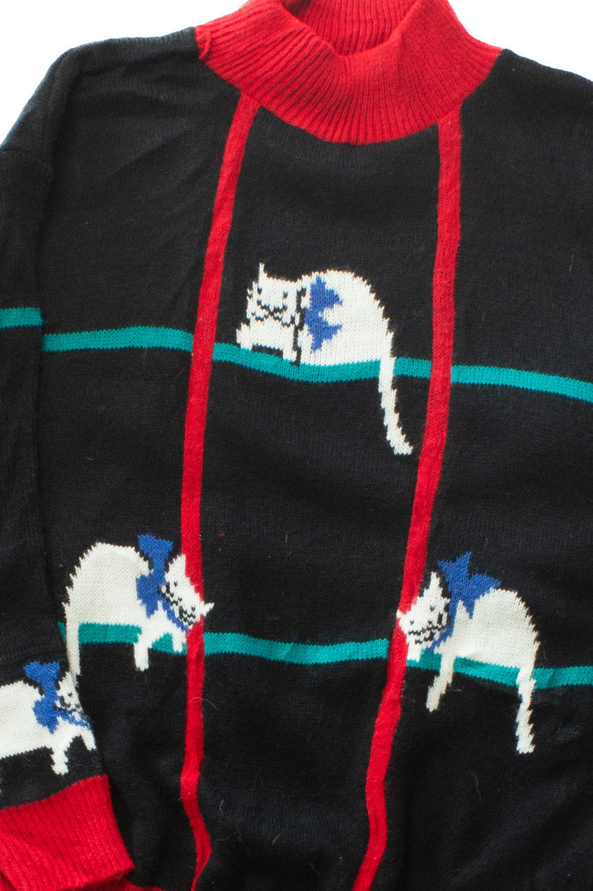 Vintage Cats Grid Sweater (1990s)