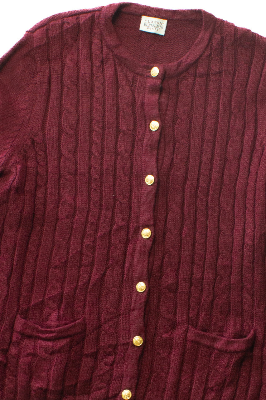 Vintage Burgundy Cardigan Sweater (2000s)