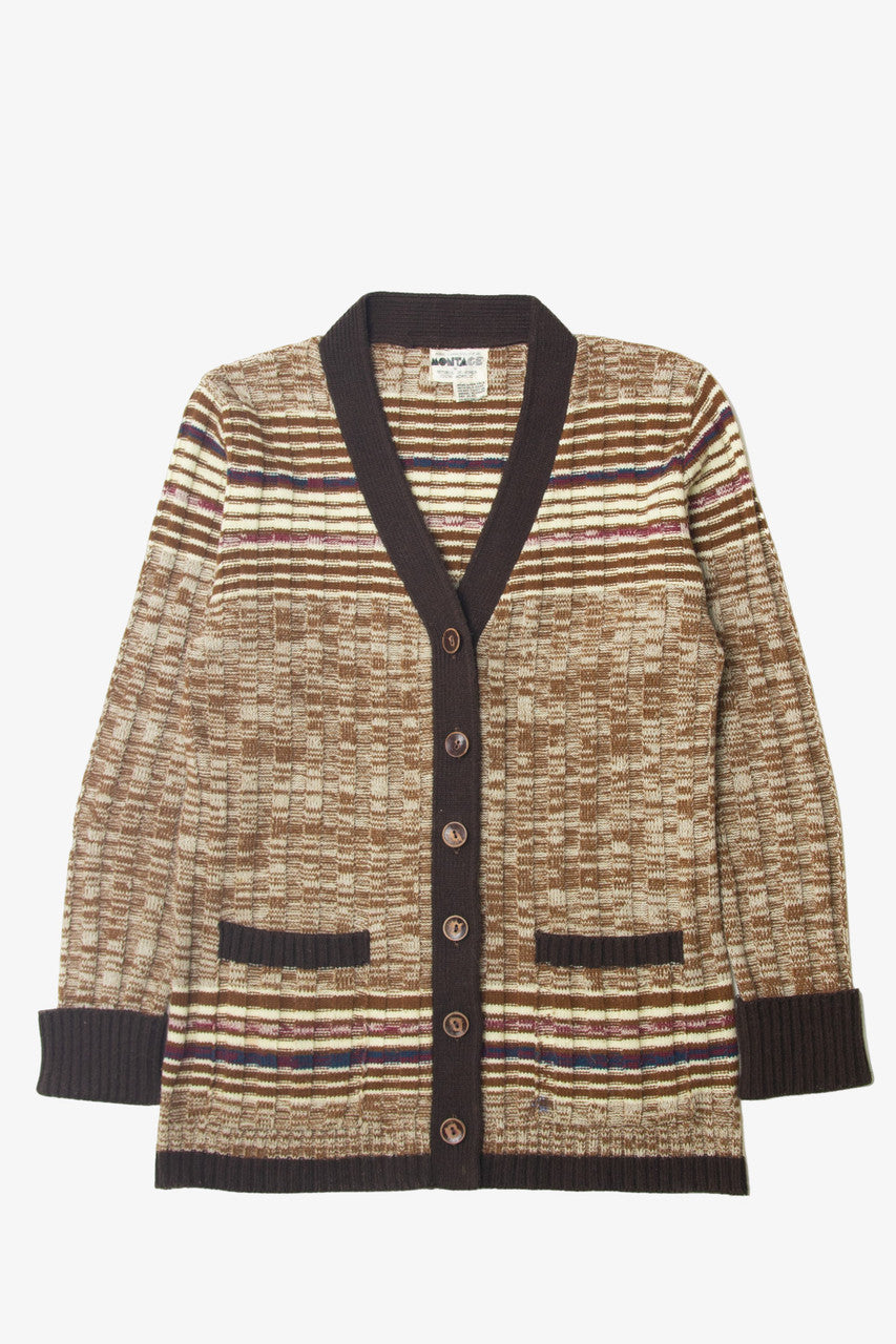 Vintage  Montage Brown Striped Cardigan