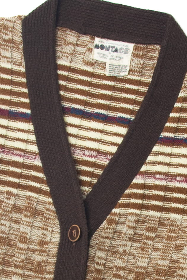 Vintage  Montage Brown Striped Cardigan
