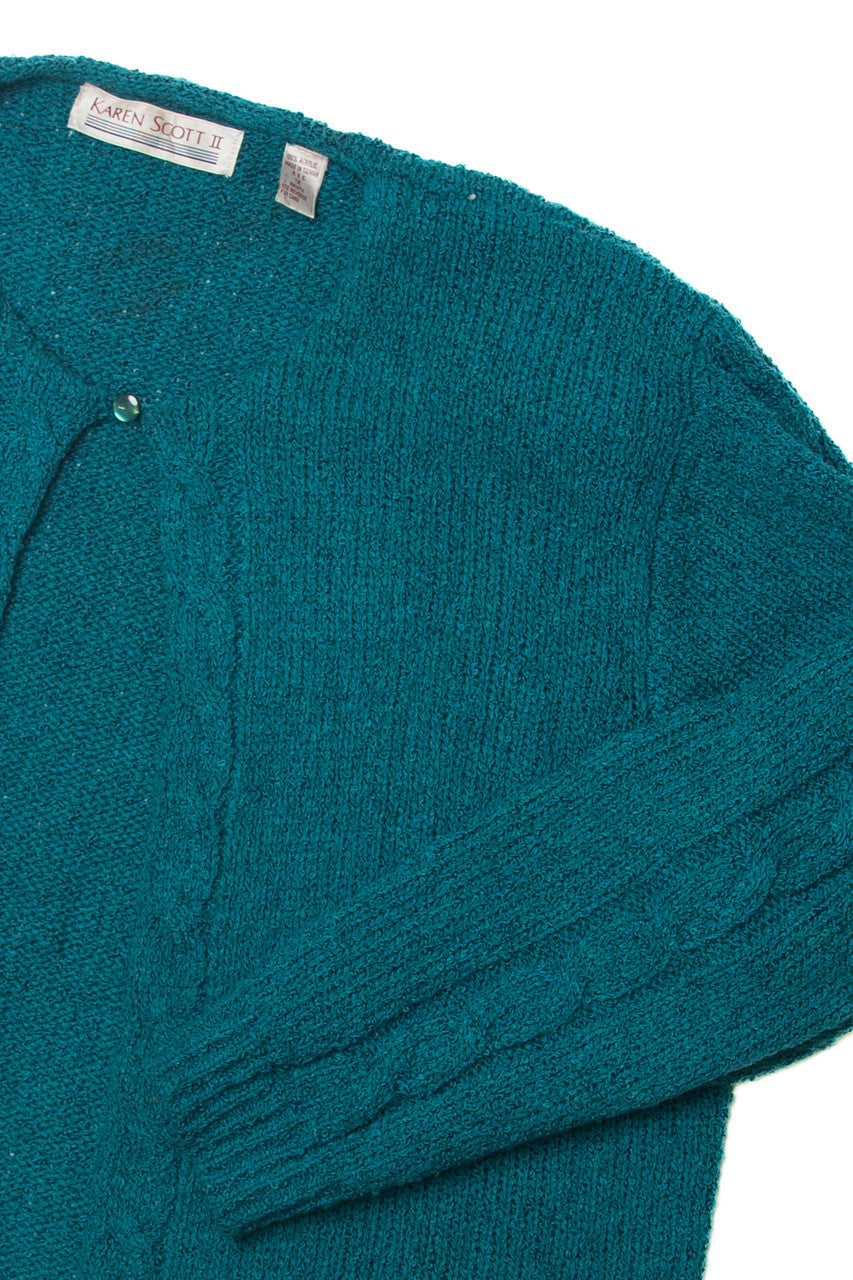 Vintage  Karen Scott II Cable Knit Cardigan