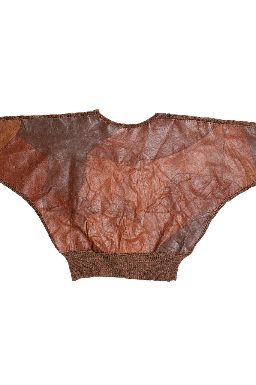Vintage Leather & Crochet Patchwork Sweater (1980s)