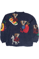 Vintage Hand Knit Alphabet Teacher Cardigan Sweater (1980s)