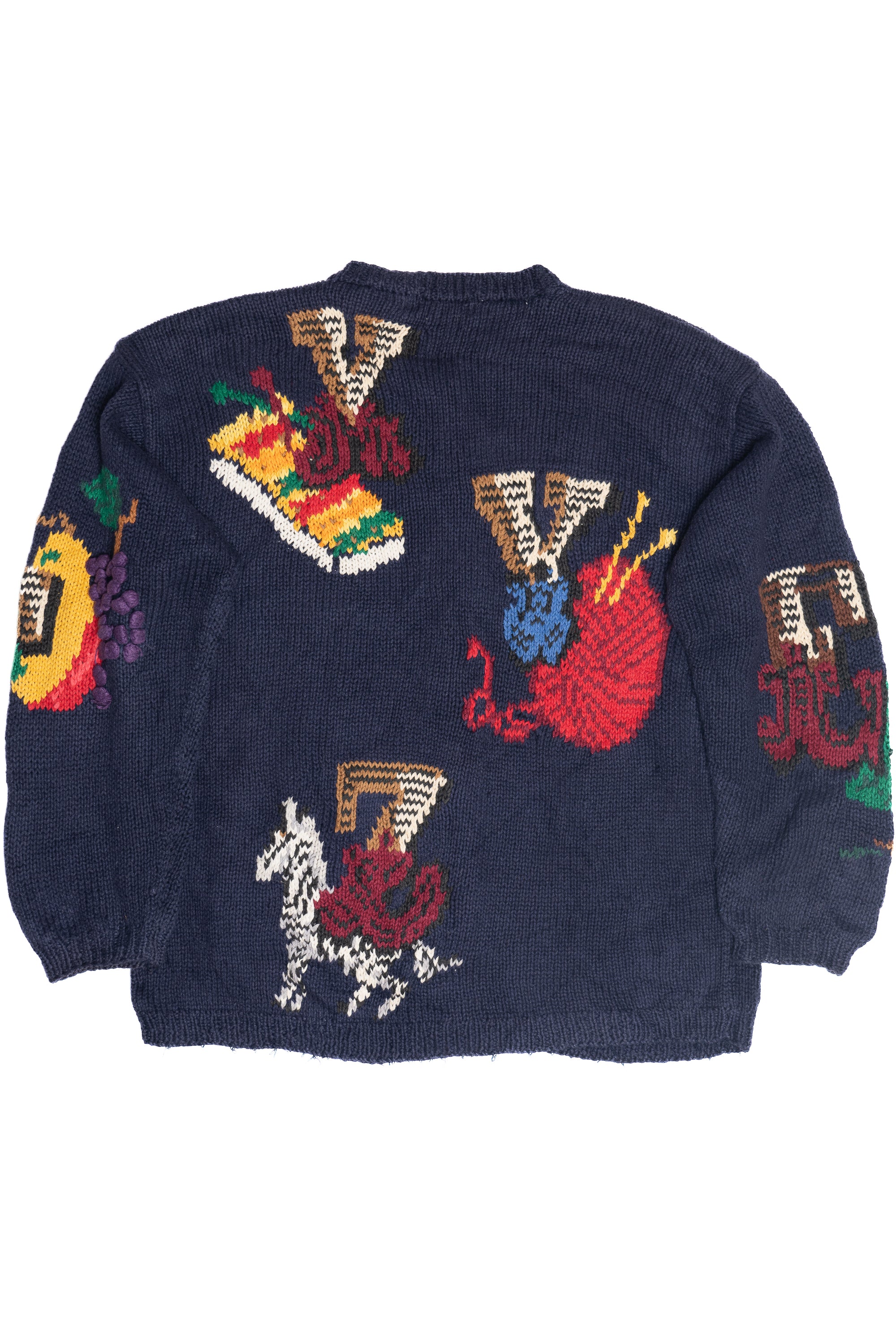 Vintage Hand Knit Alphabet Teacher Cardigan Sweater (1980s)