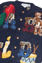 Vintage Hand Knit Alphabet Teacher Cardigan Sweater (1980s)