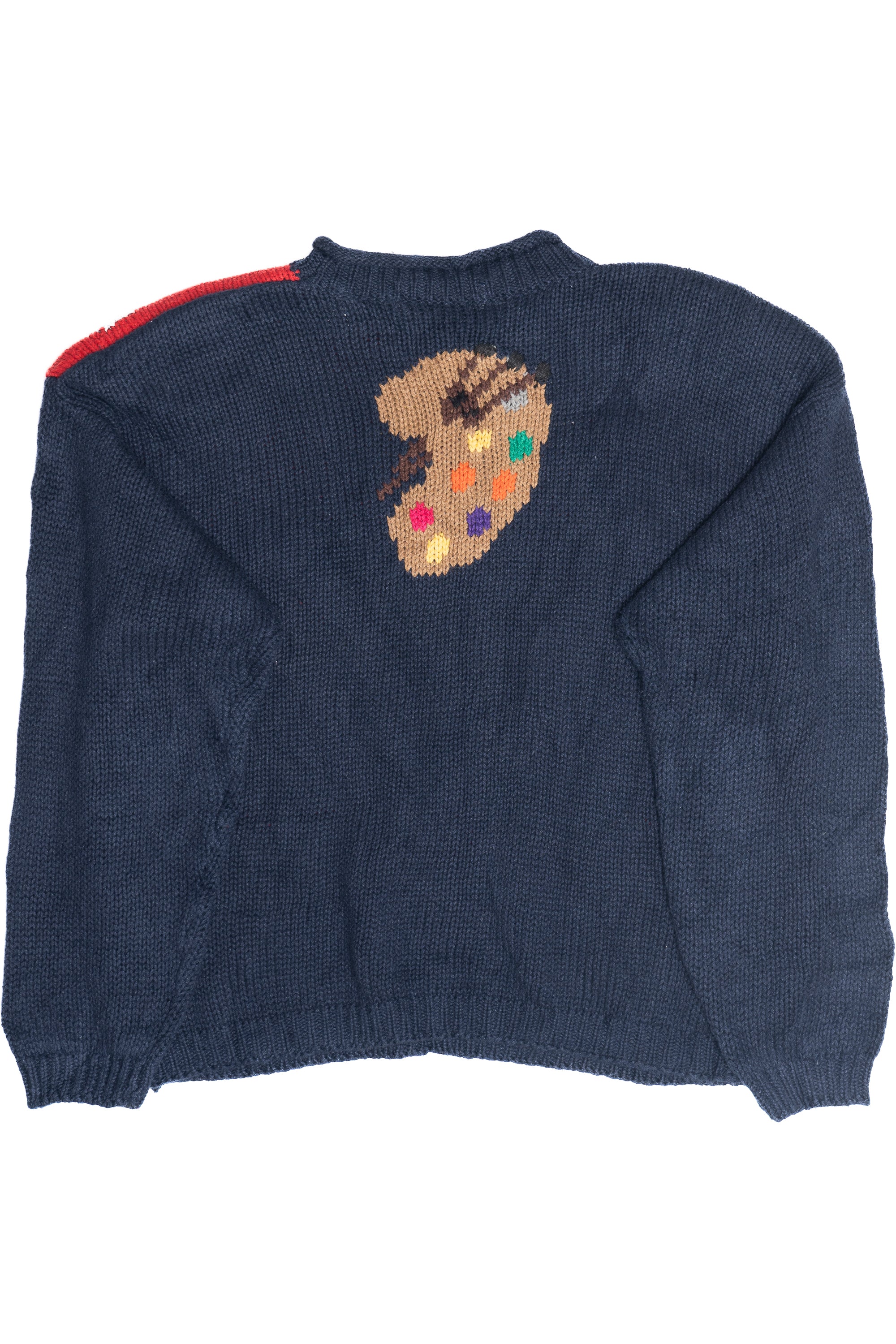 Vintage Hand Knit Painter's Palette Art Teacher Sweater (1980s)
