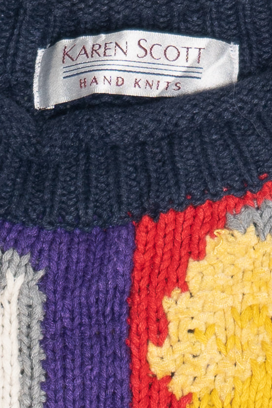 Vintage Hand Knit Painter's Palette Art Teacher Sweater (1980s)