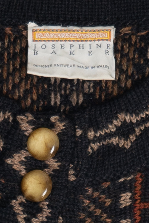 Vintage Hand Knit Josephine Baker Cardigan Sweater (1990s)
