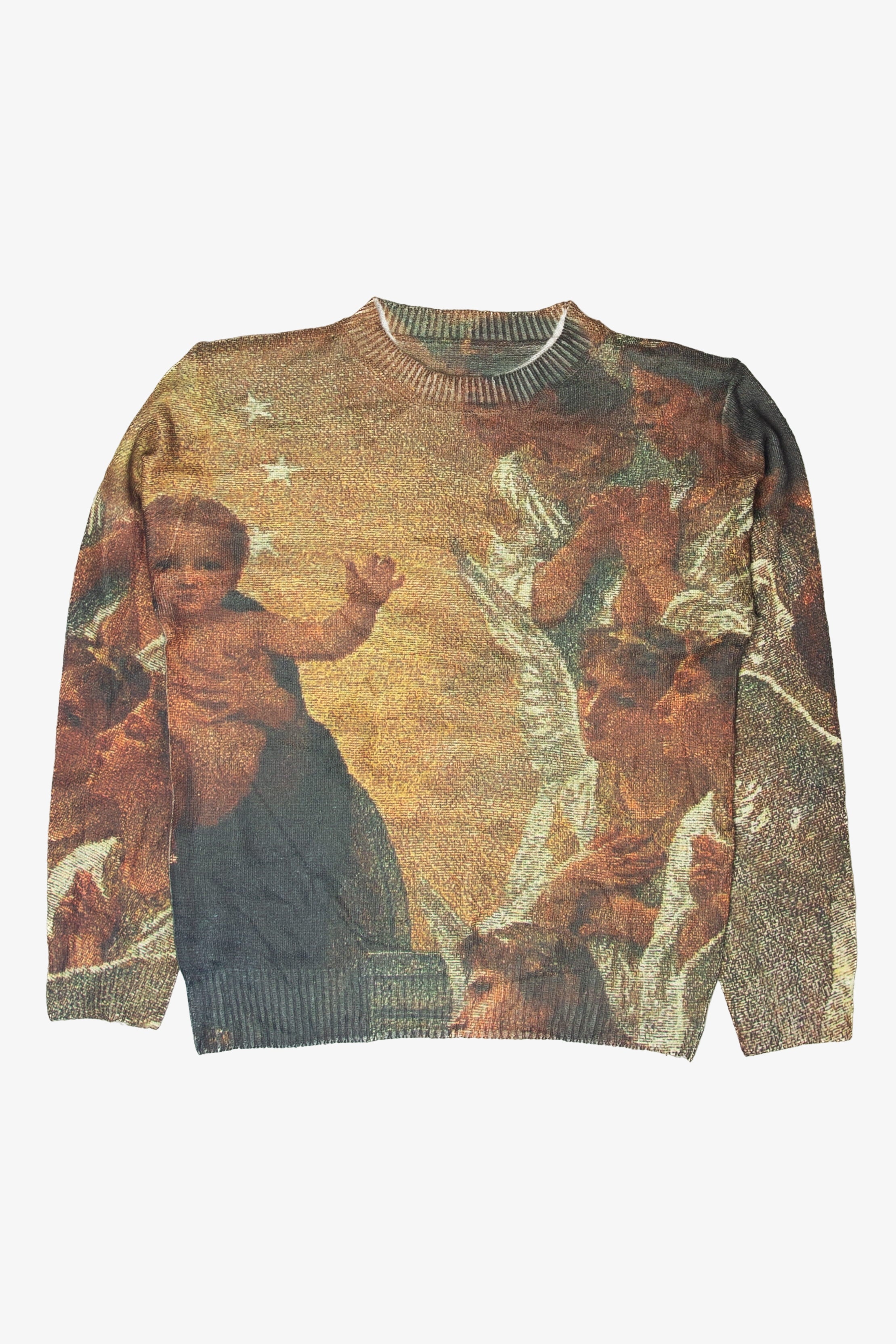 Recycled Baby Jesus And Angels Painting Sweater
