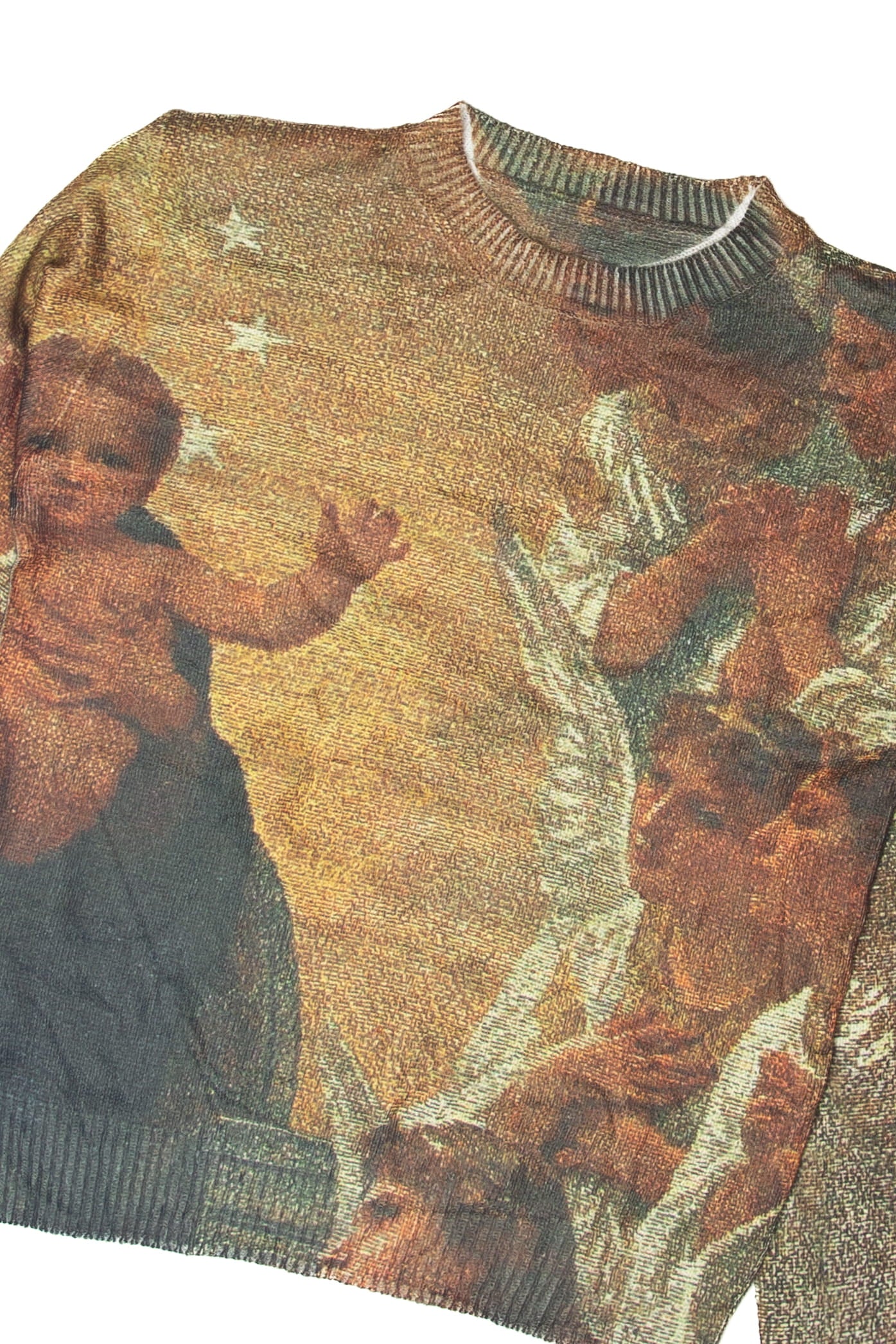 Recycled Baby Jesus And Angels Painting Sweater
