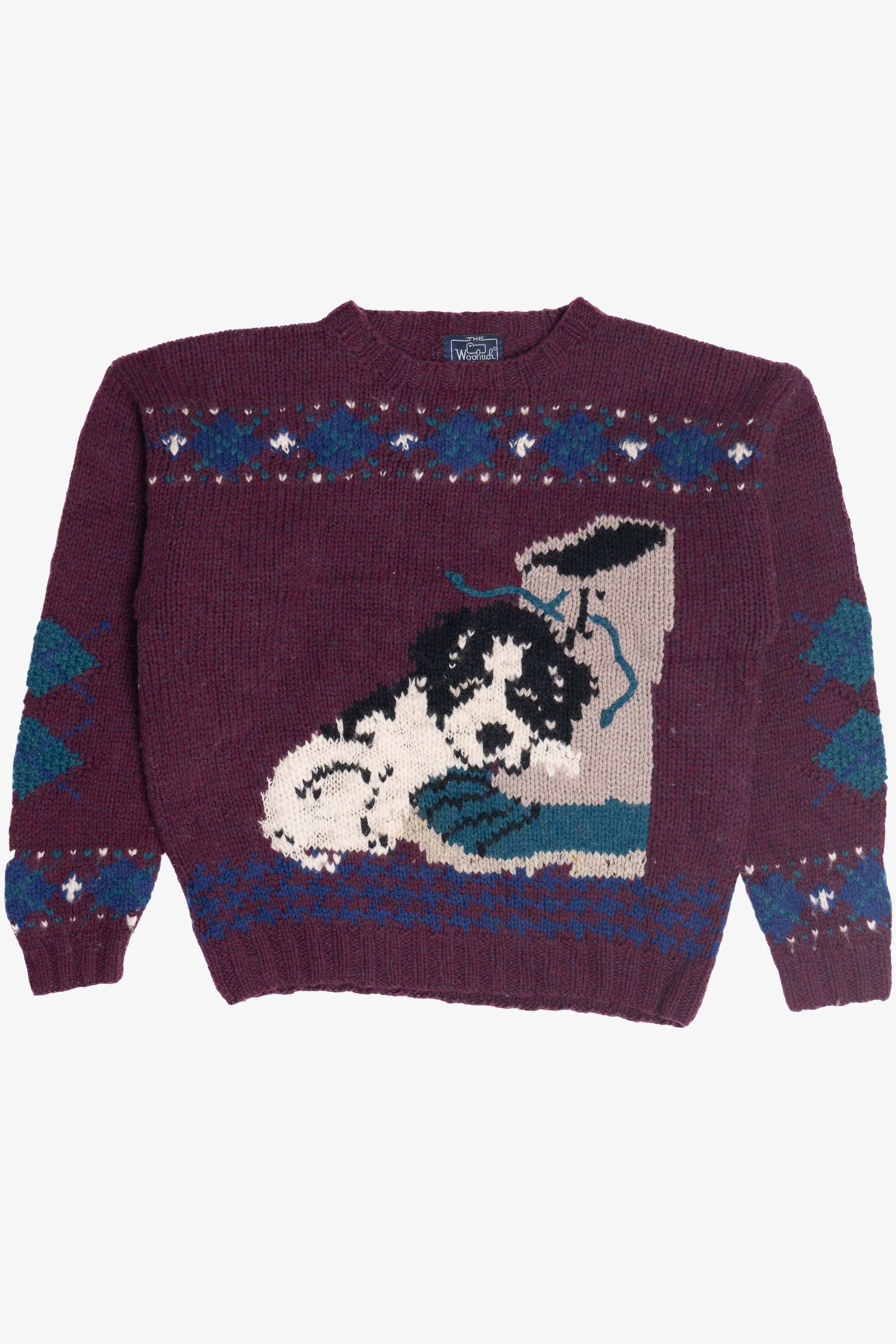 Vintage Woolrich Puppies On A Winter Boot Wool Sweater (1990s