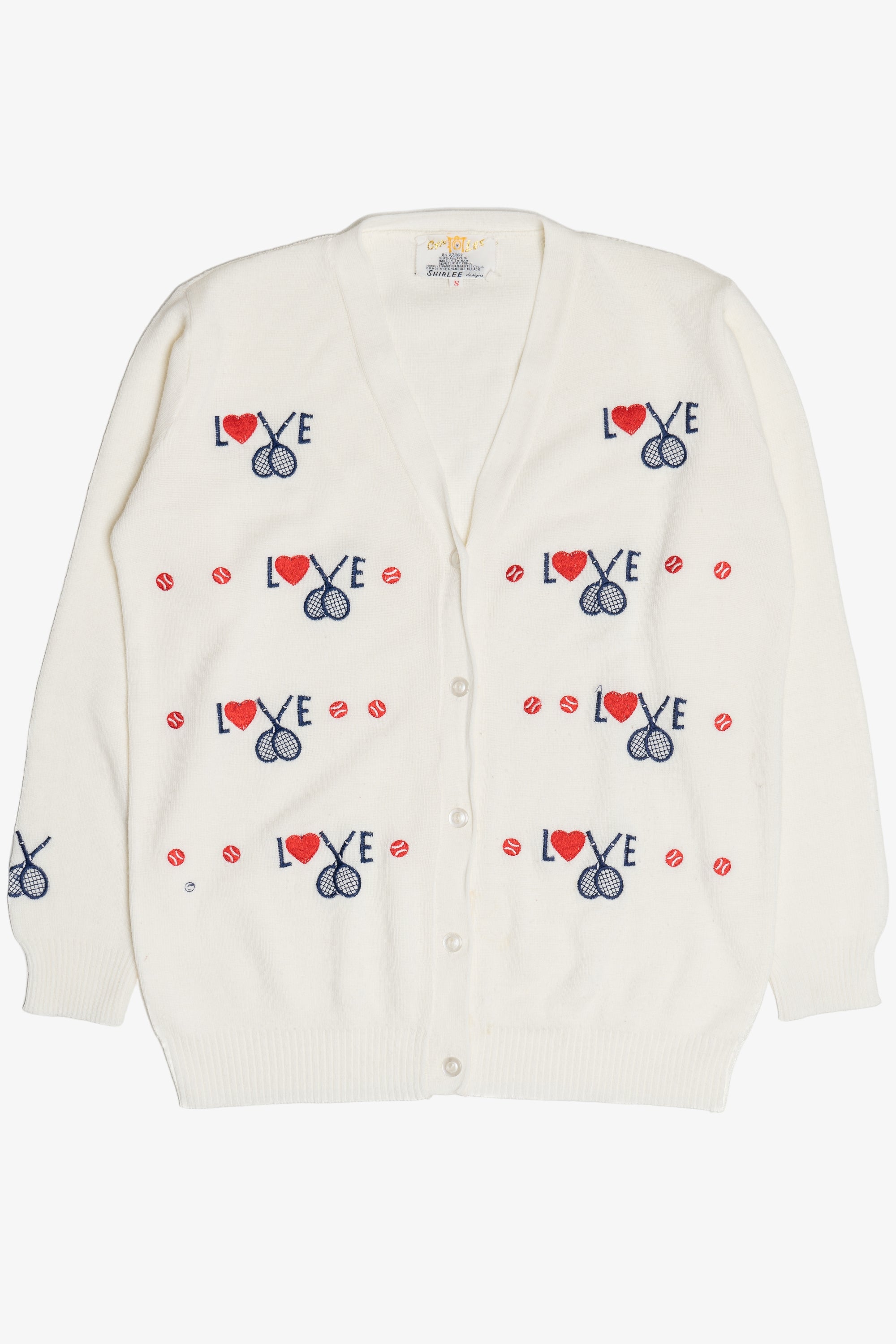 Vintage Tennis "Love" Embroidered Shirlee Designs Cyn Les Cardigan Sweater (1960s)