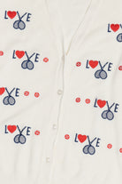 Vintage Tennis "Love" Embroidered Shirlee Designs Cyn Les Cardigan Sweater (1960s)