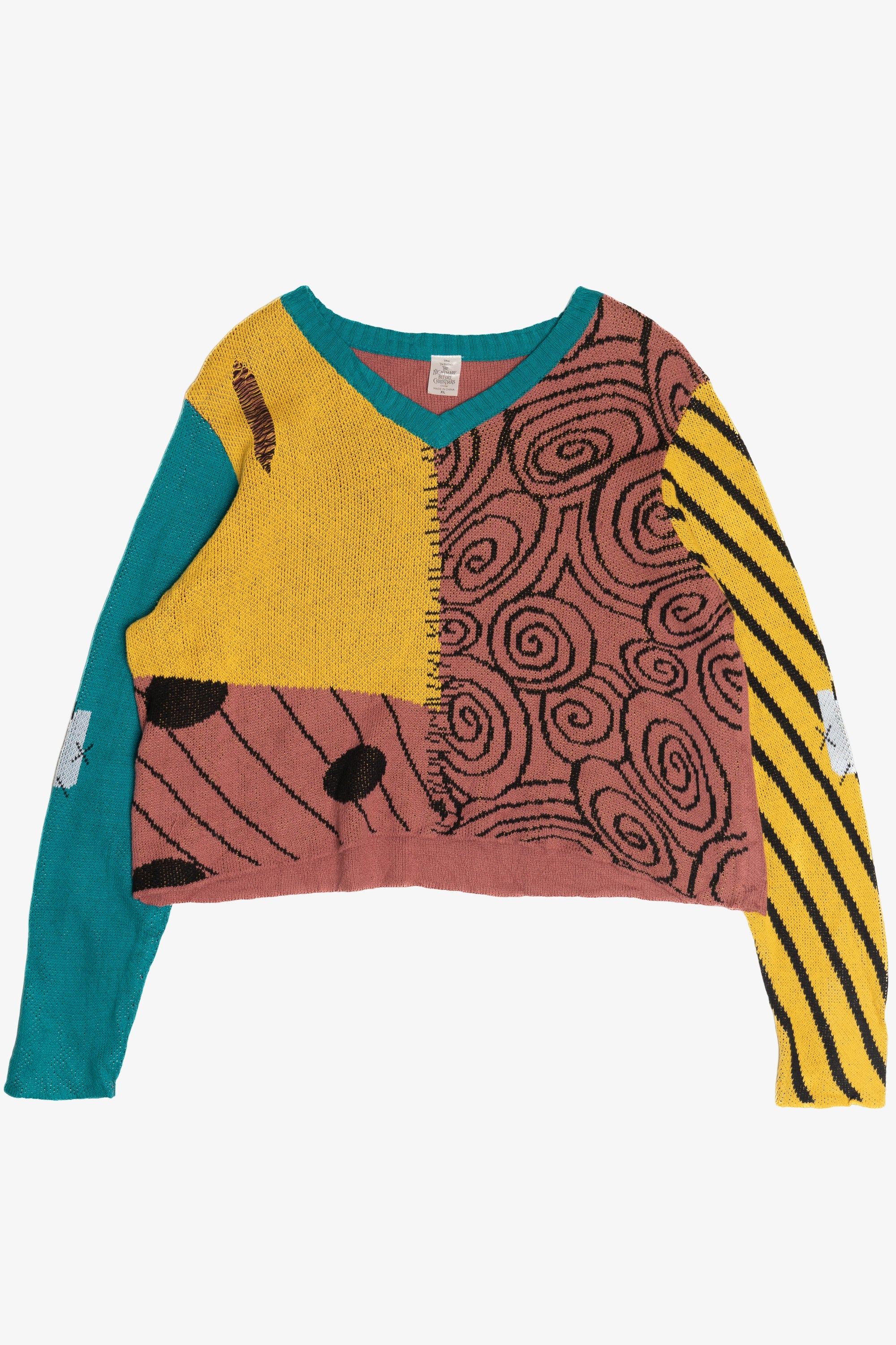 Nightmare Before Christmas Sally V-Neck Crop Sweater (2010s)