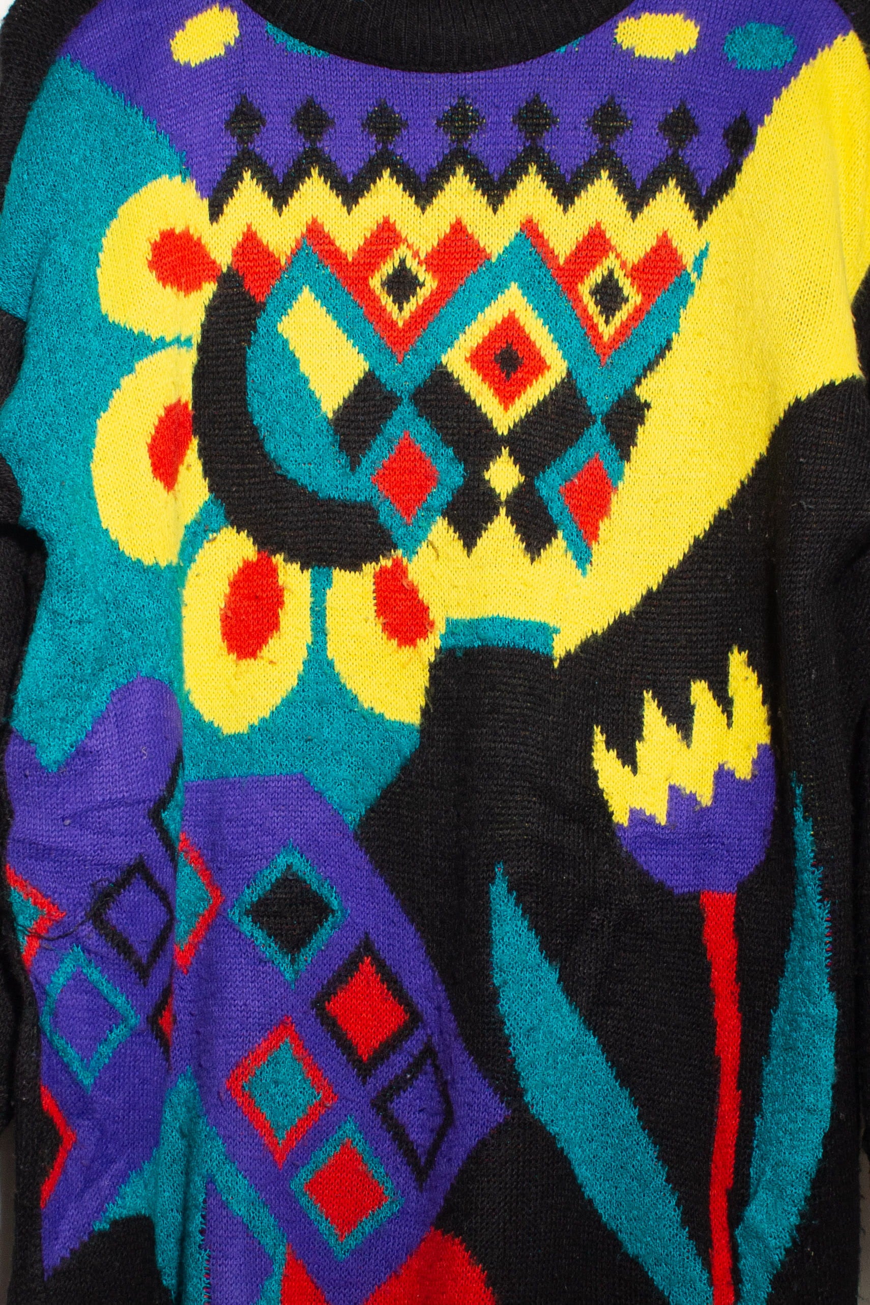 Vintage Abstract Floral Sweater Dress (1980s)