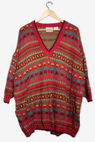 Vintage Midnight Blues Oversized V-Neck Sweater (1990s)