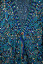 Vintage Aqua Swirls Cardigan Sweater (1980s)