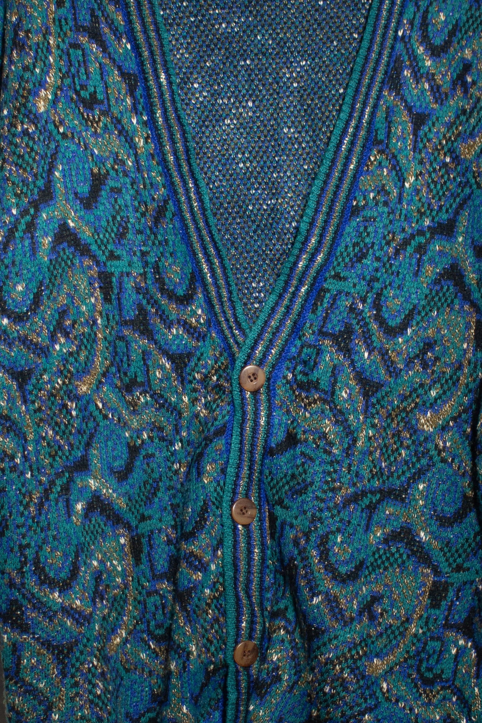 Vintage Aqua Swirls Cardigan Sweater (1980s)
