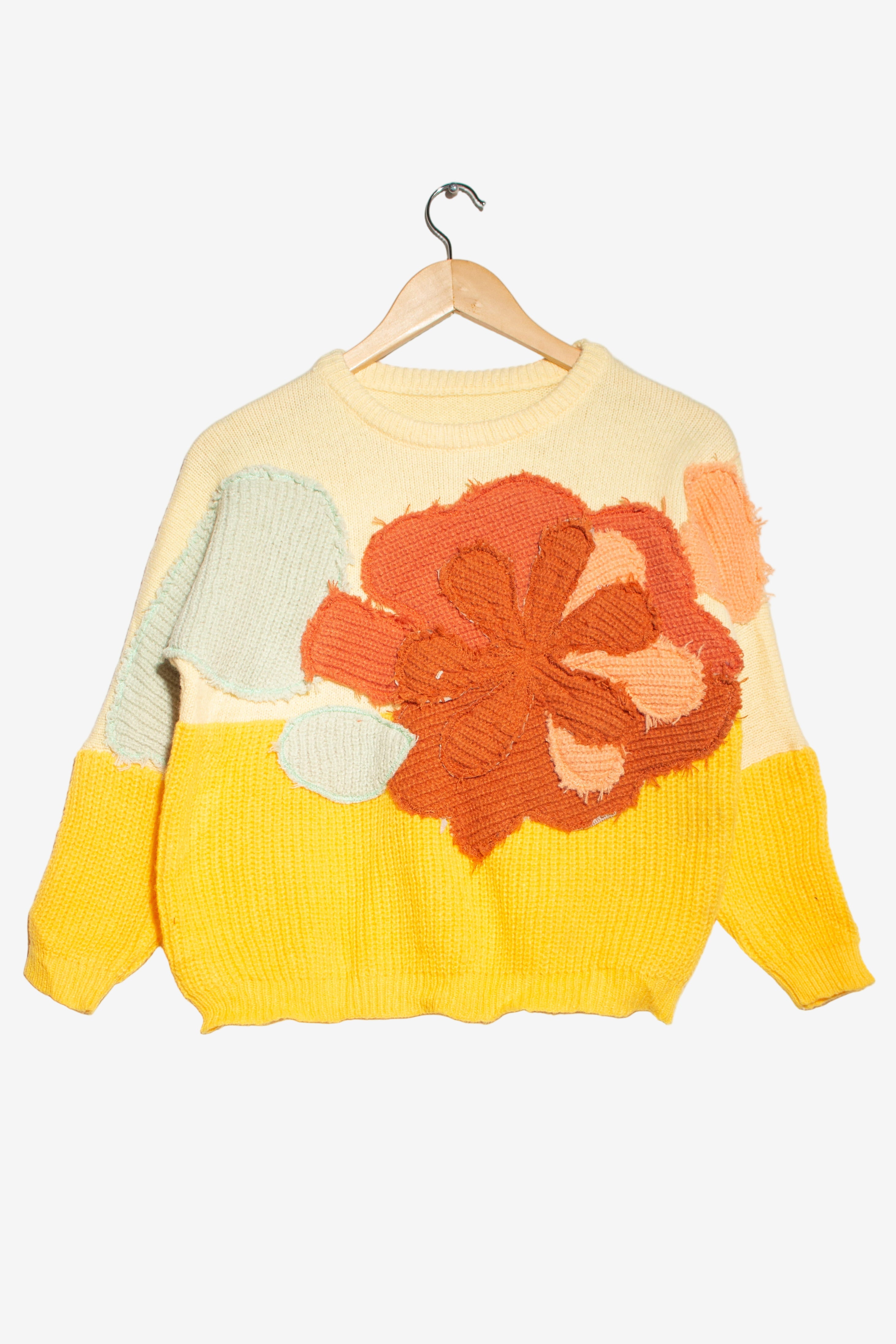 Vintage Flower Patch Applique Sweater (1990s)