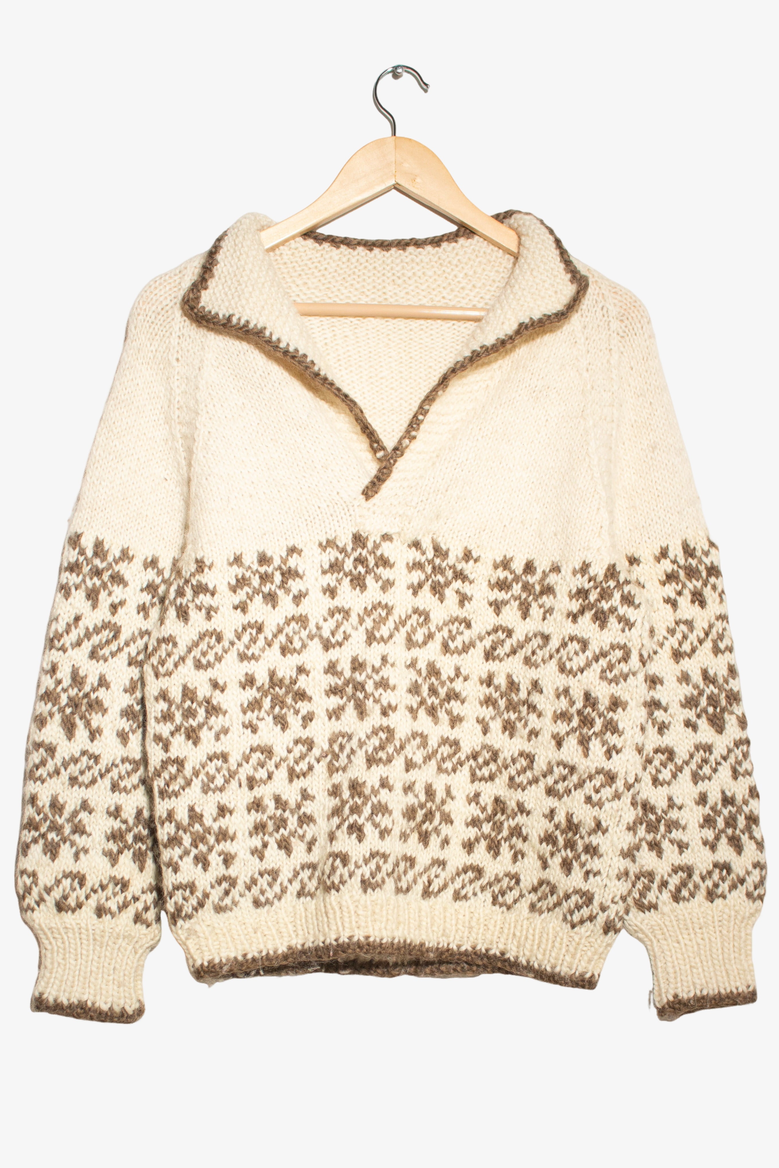 Vintage Beige & Brown Collared Sweater (1980s)