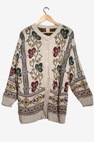 Vintage Gray Floral Cardigan Sweater (1980s)