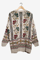 Vintage Gray Floral Cardigan Sweater (1980s)
