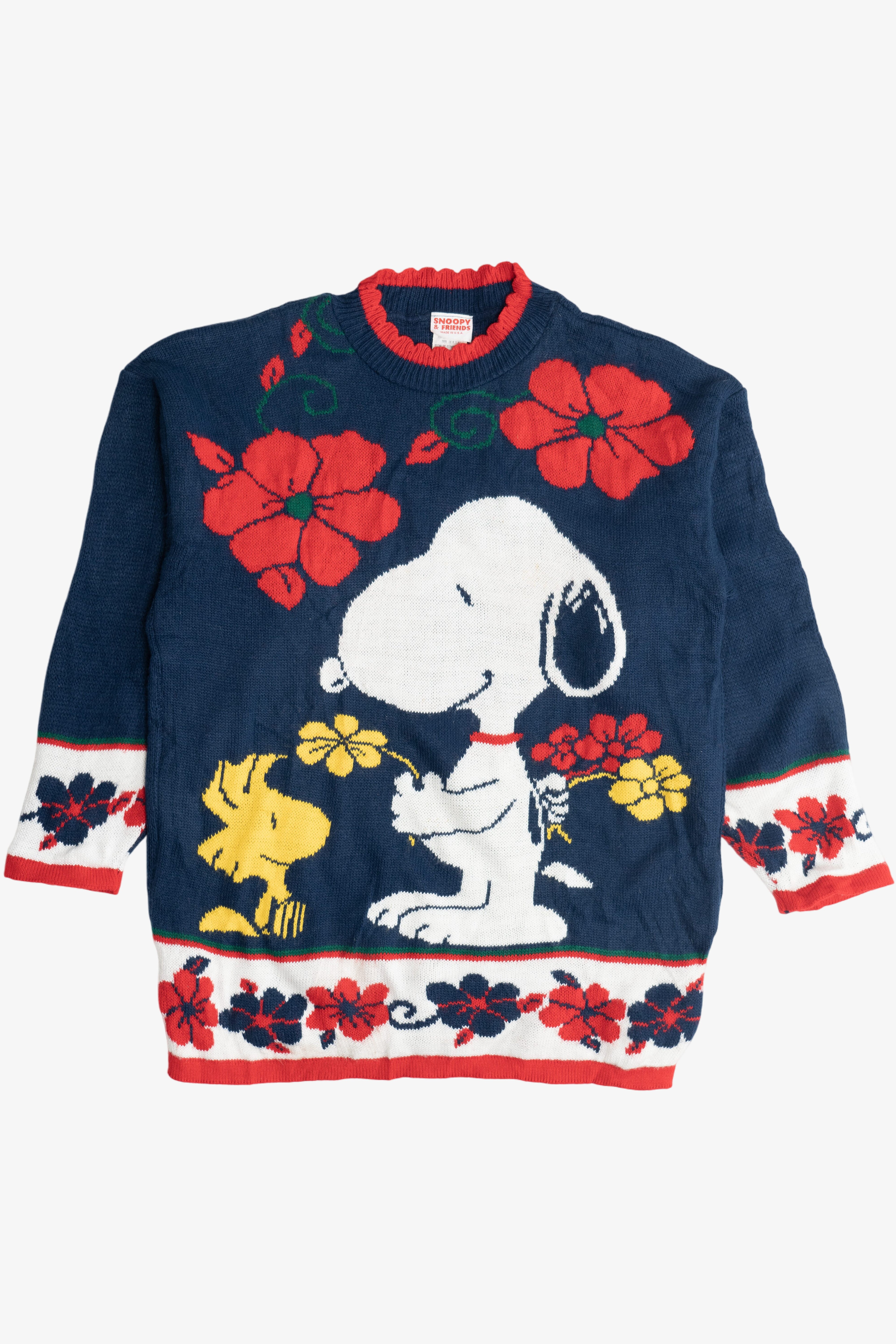 Vintage Snoopy & Woodstock Flowers Snoopy & Friends Sweater (1980s)