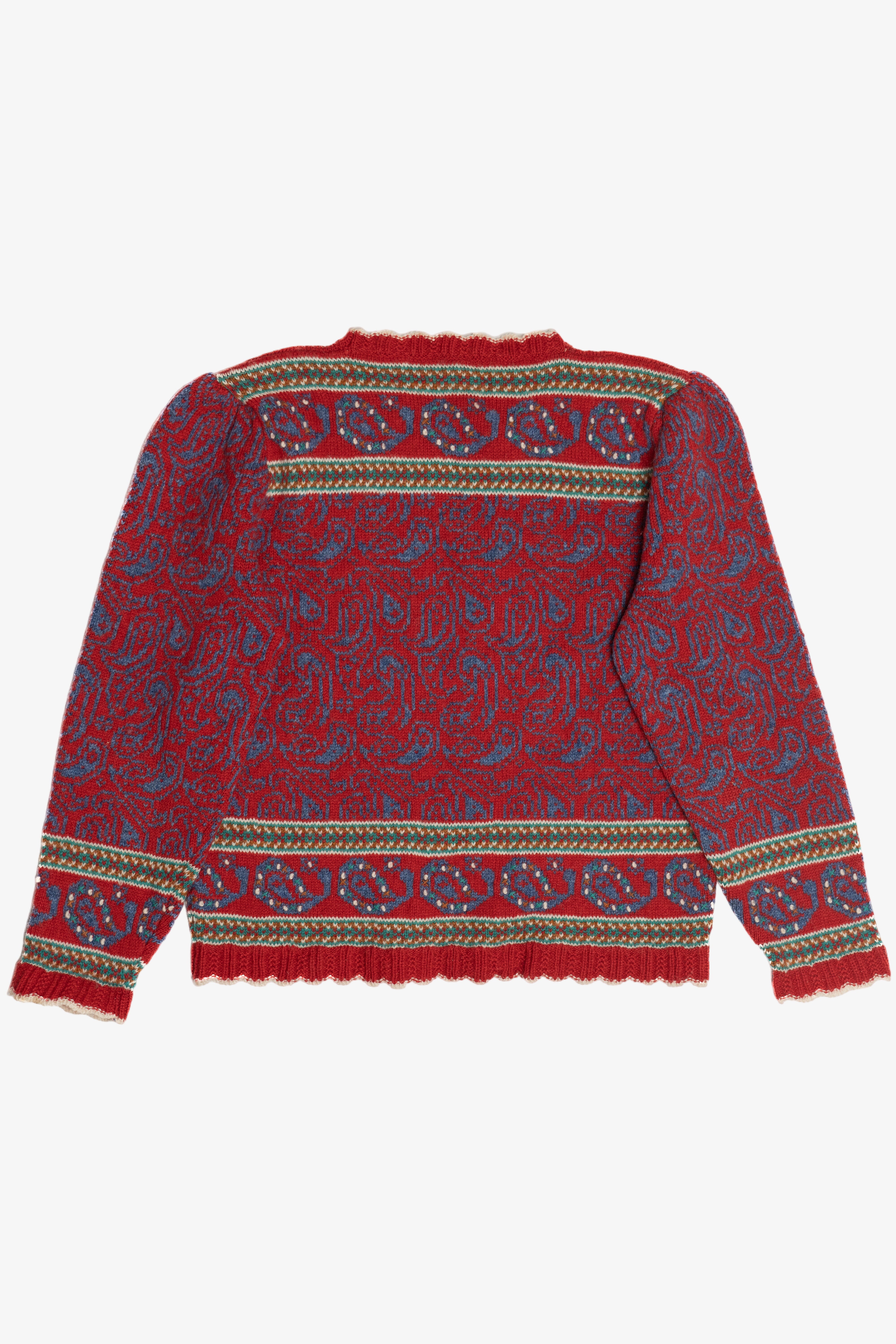 Vintage Susan Bristol Hand Embroidered Cat Sweater (1990s)