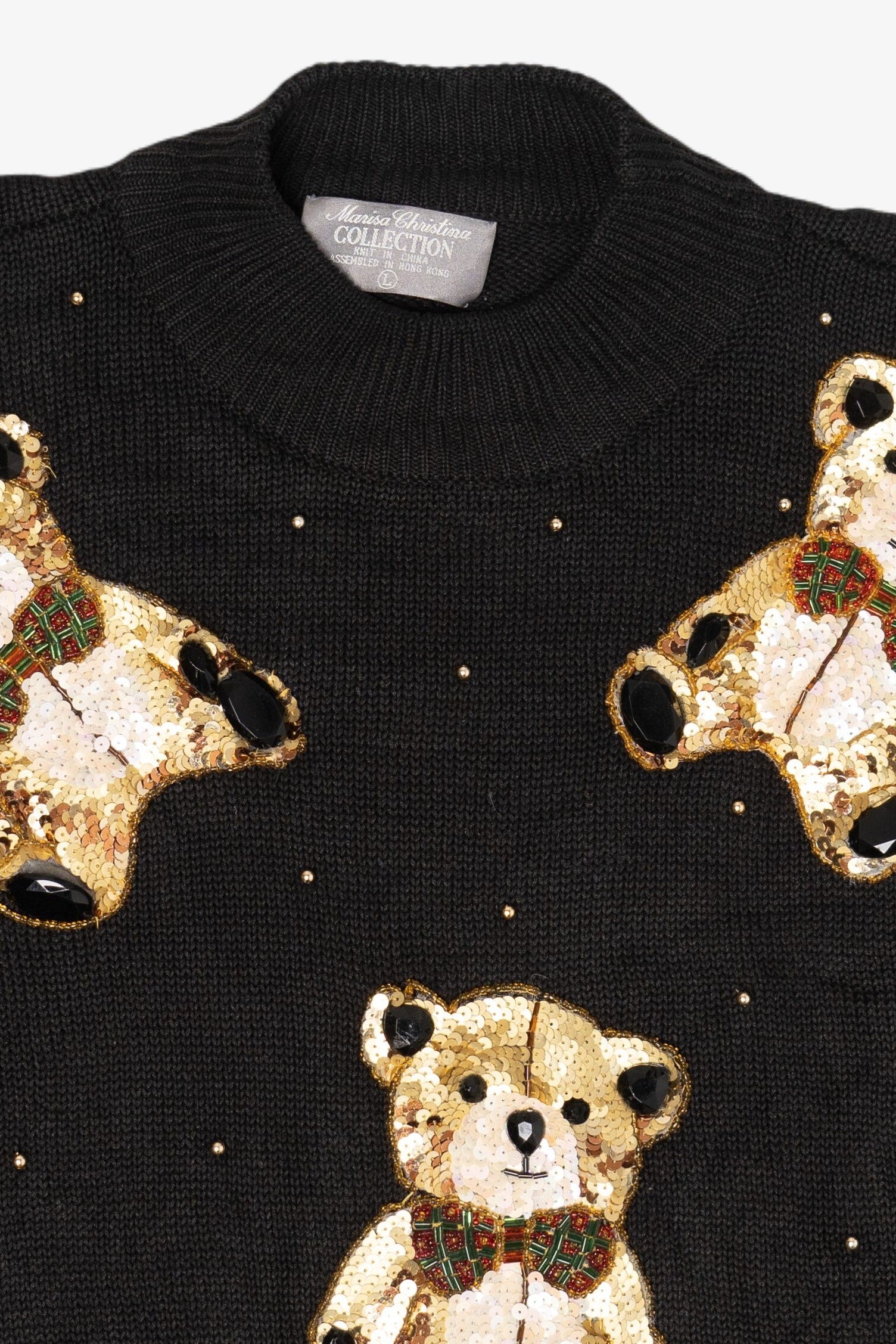 Vintage Sequin Bears Marisa Christina Collection Sweater (1990s)