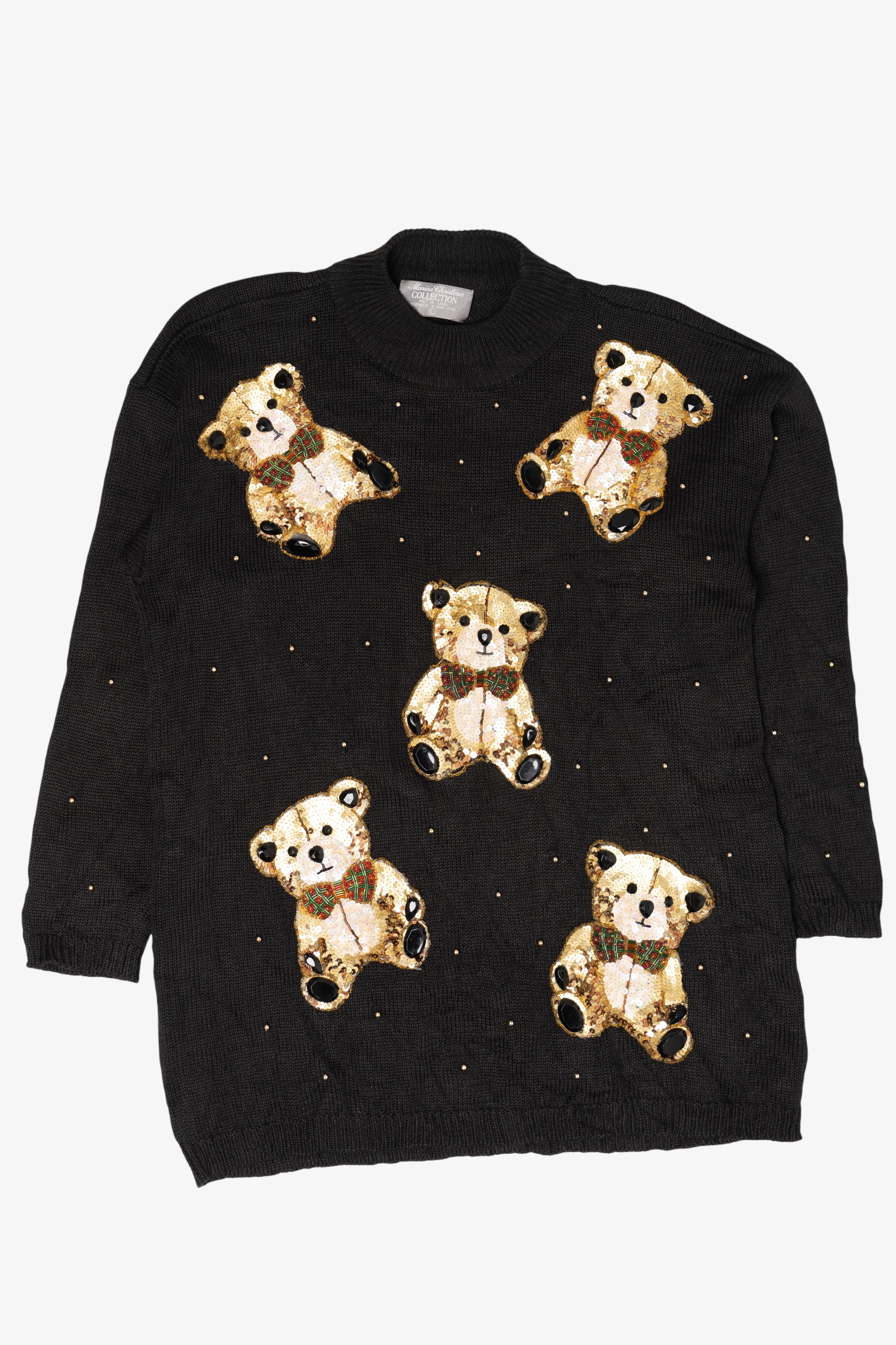 Vintage Sequin Bears Marisa Christina Collection Sweater (1990s)